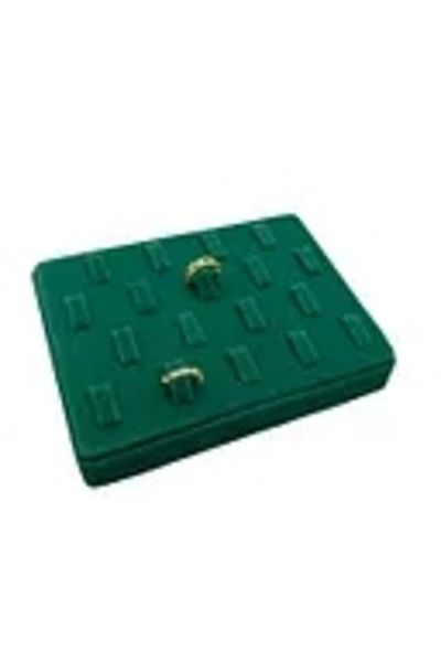 MeGass Dekor Domestic Production Suede Fabric Green Color 18/13 cm Multi-Prong Ring Display Accessory