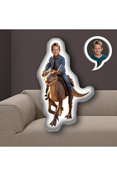 EJOYA Kişiye Özel Fotoğraflı Ben ve Dinazor Oyuncak Peluş Yastık 114970