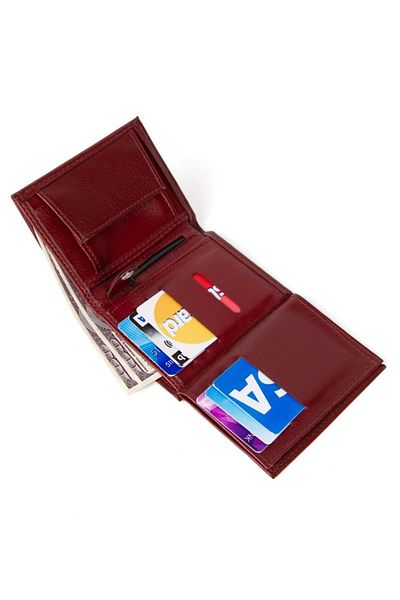 tuldar Men's Burgundy Leather Coin Compartment Card Holder Wallet (10X12Cm) Tul515