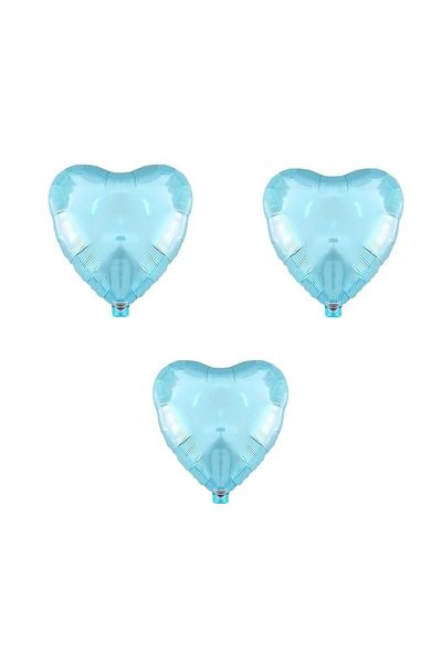 Organizasyon Pazarı 18 Inch Light Blue Color 3 Pcs Heart Shaped Foil Balloon