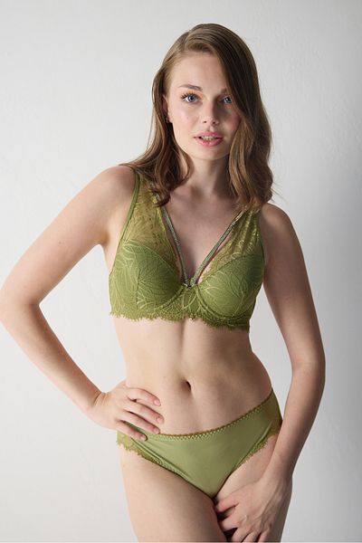 Magic Form Cross Drawstring Stone Supported Lace Bra