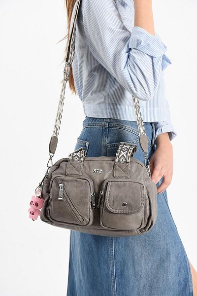 571 Collections Çanta Faux Leather Shoulder Bag Gray (Model: 571-13-17F)