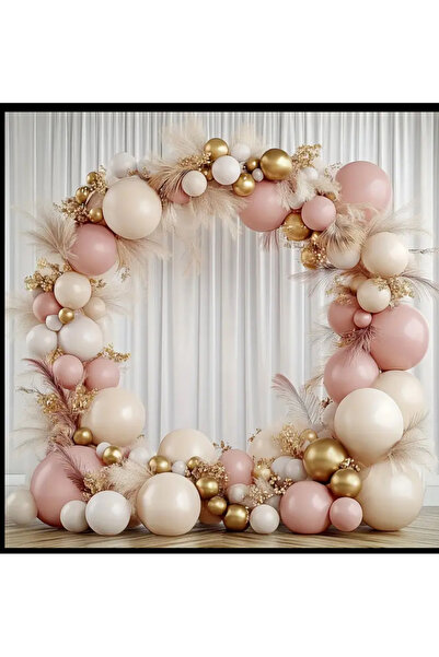 Çemrek Süs Parti Pink Blush Clay Pink Gold Krom Soft Balon Zinciri Seti 100 lü