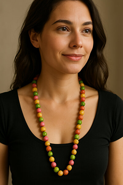 Fun Life اليدوية الخشبية مطرز قلادة