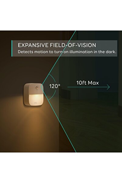 eufy Lumi 3’lü LED Gece Lambası Hareket Sensörlü, Otomatik Açma/Kapama, Sıcak Beyaz Işık