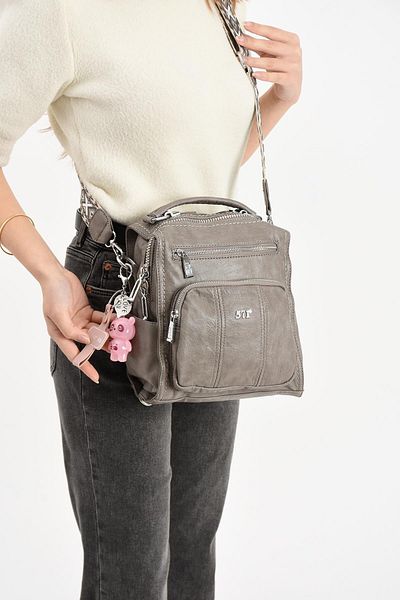 571 Collections Çanta Faux Leather Shoulder Bag Gray (Model: 571-13-17A)
