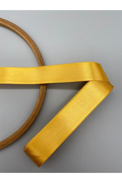 Ak Tuhafiye Gold Satin Ribbon - 3 Cm, 10 Meters Wide Satin, Bundle-Ornament-Decor