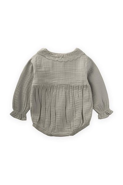 Cigit Seasonal Muslin Bodysuit with Scallop Collar 0-2 Years Old Water Green