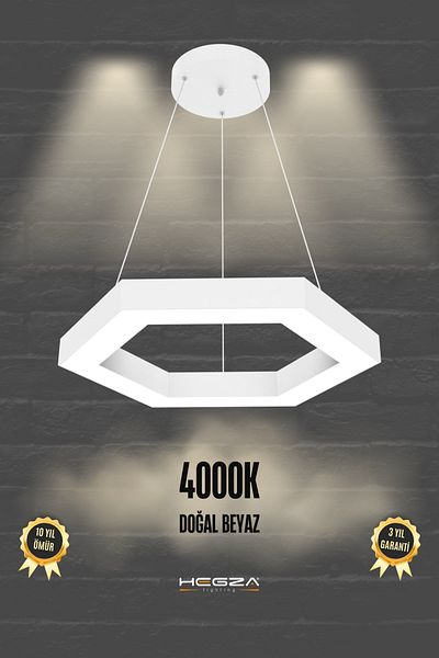Hegza Lighting Modern Led Chandelier - 4000K Light Color, White Case, Living Room, Kitchen, Living Bedroom