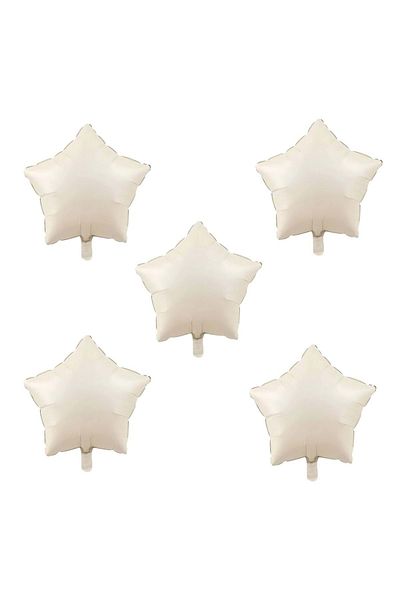 Organizasyon Pazarı 18 Inch Retro White (Cream) Color 5 Pieces Star Shaped Foil Balloon