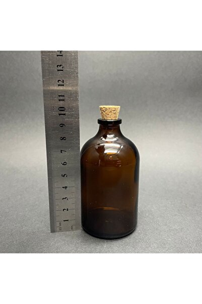 junibeliw 100 ml Boş Amber Şişe Mantar Tıpalı Cam Şişe Dekoratif Koku Şişesi Mini Vazo (Adet Seçenekli)