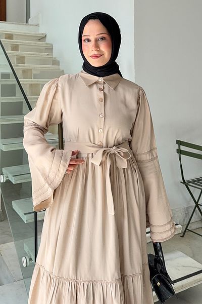Salih Çelebi Ισπανικό Φόρεμα Hijab με μανίκια 2276 - ΜΠΕΖ