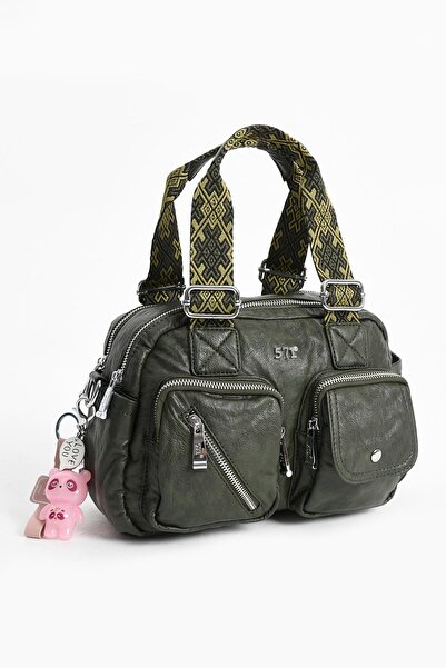 çantamgelsin Faux Leather Shoulder Bag Green (Model: 571-13-17F)