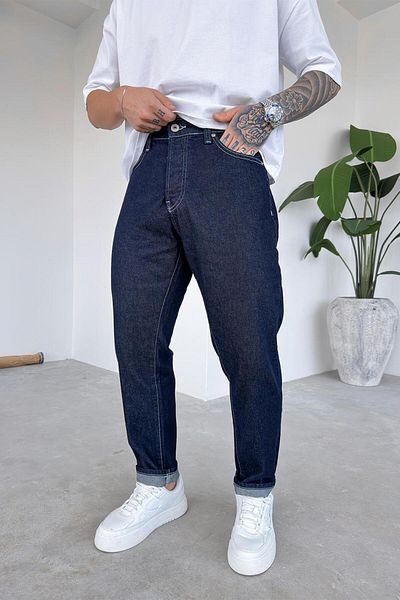 HAFKAGİYİM Navy Blue Backstitch Detail Regular Trousers