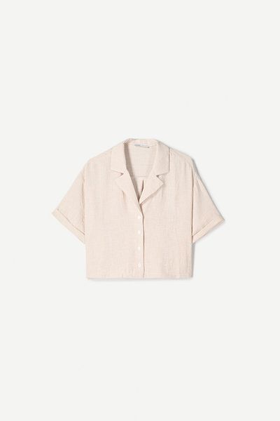 Bershka Textured rustic short sleeve shirt