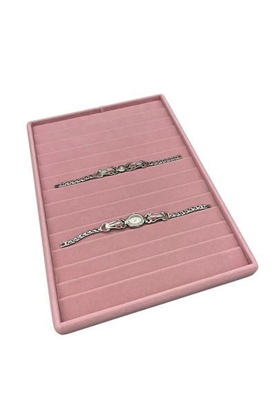 MeGass Dekor Domestic Production Suede Fabric Pink Color 34/24cm 14 Pieces Graduated Drawer Bracelet Table