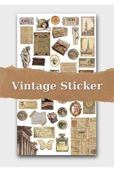 One Little Happiness Vintage Sticker Set Suitable for Planner Agenda Bullet Journal