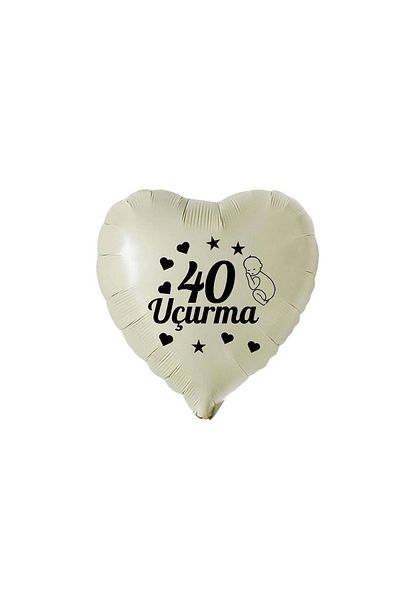 Organizasyon Pazarı 18 Inch Retro White (Cream) Color 40 Kite Themed Heart Foil Balloon with Baby Figure