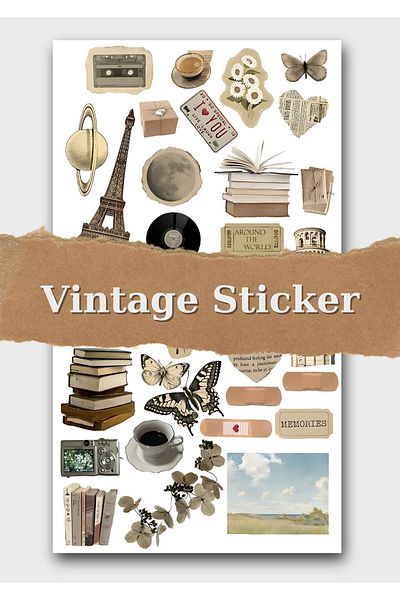 One Little Happiness Vintage Sticker Set Suitable for Planner Agenda Bullet Journal