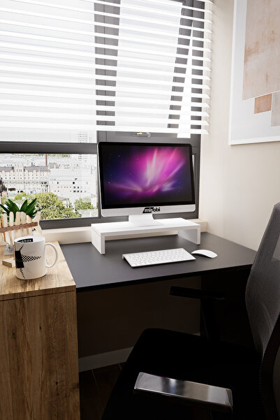 Mirobi Kula Ekran Monitor Stant Altı Altlığı Organizer Stand Yükseltici Sehpa Beyaz