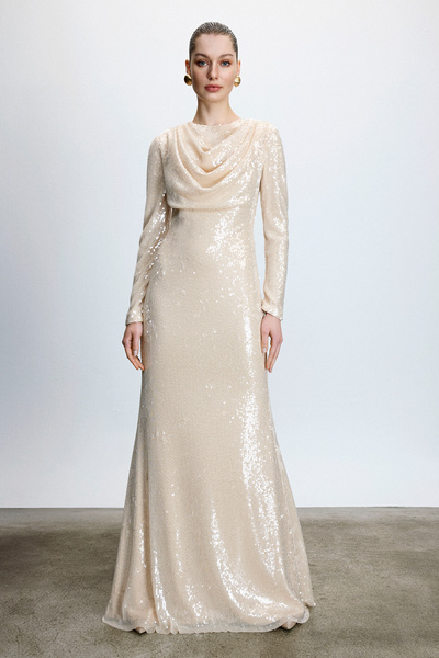 MERCI MS FANCY Drape Detaylı Pul Payetli Abiye Elbise