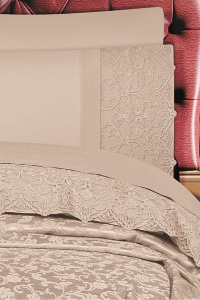 Sevim Set de 8 piese Tivoli Dowry - Set de piqué de chenille cu prosoape - Set de mireasă - Nirvana - Bej