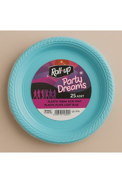 Ege Pastacılık Light Blue Plastic Plate 25 Pieces