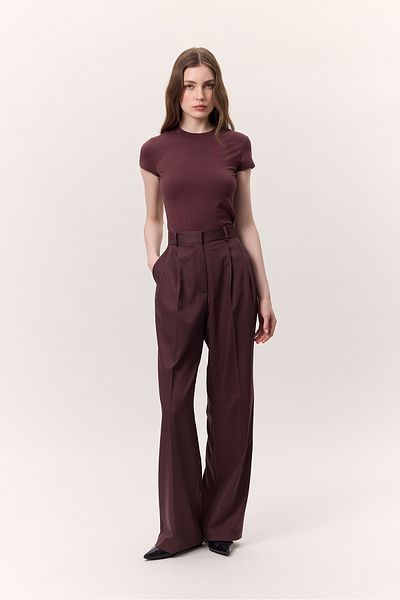 Manuka Wide Leg Palazzo Trousers Claret Red