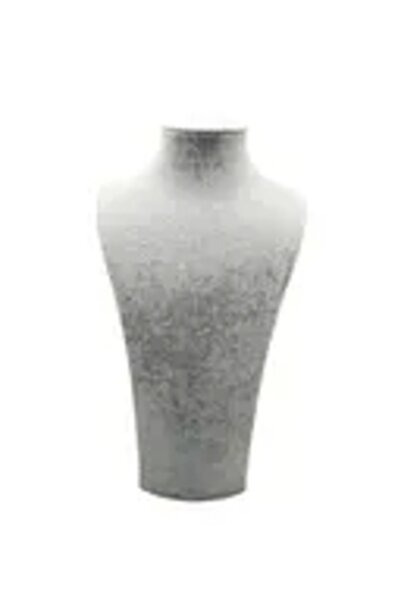 MeGass Dekor Suede Fabric Elisia Mannequin Gray Color 32/15 cm Necklace Choker Jewelry Display Manikin