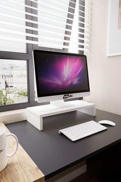 Mirobi Kula Screen Monitor Stand Base Organizer Stand Riser Coffee Table White