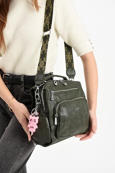 571 Collections Çanta Faux Leather Shoulder Bag Green (Model: 571-13-17A)