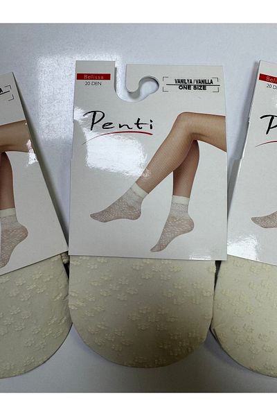 Penti Γυναικείες κάλτσες 3 τεμαχίων Vanilla Belissa Motif Belendiği και Socket