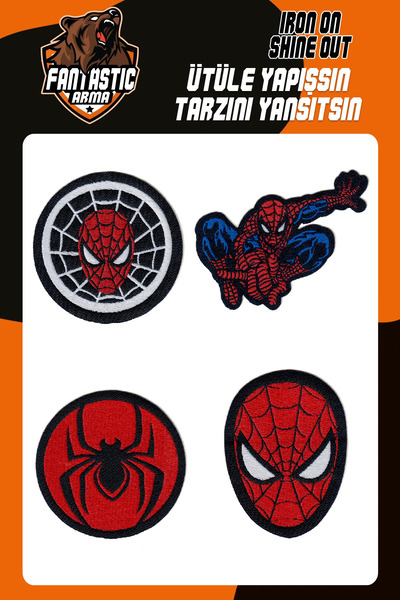 FANTASTIC ARMA Ütü Ile Yapışan Dokuma Arma Patch Yama, Spider Arma Seti, Örümcek Desenli Adam Man Patch 4'lü