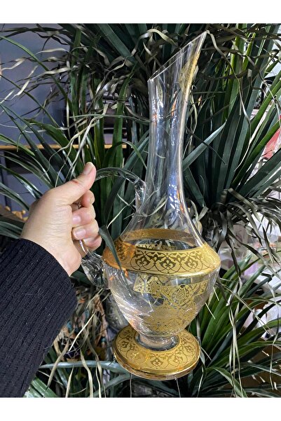 elif aksesuar El Yapımı Gold Kaftan İşlemeli Cam Sürahi Şerbetlik