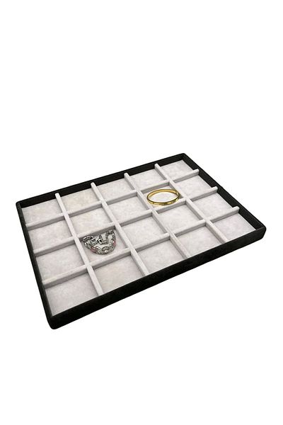 MeGass Dekor Domestic Production Suede Fabric Two Color 34/24 cm 20 Compartment Jewelry Stand Inside Drawer