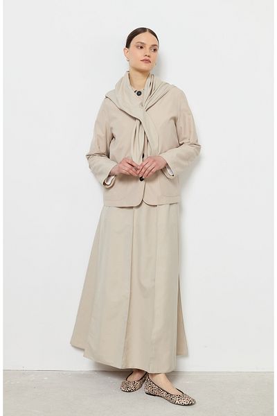 Fatma Atasoy Triangle Scarf Stone Short Trench Jacket