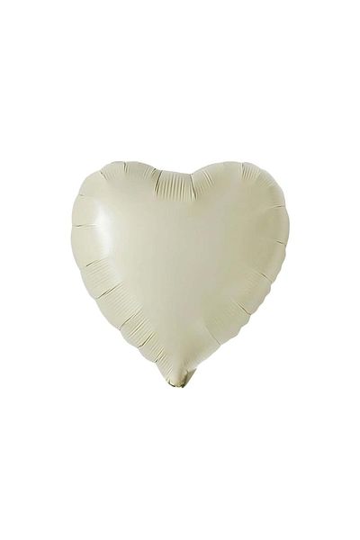 Organizasyon Pazarı 18 Inch Retro White (Cream) Color Heart Shaped Foil Balloon