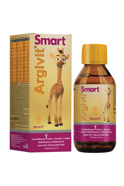 Argivit Smart Phosphatidilcerin, Colin, Multivitamin and Multi Mineral Syrup 150 ml - Orange Vanilla Flavor