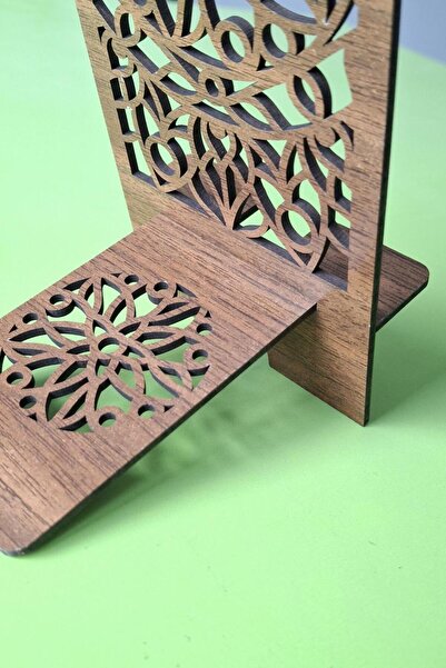 ERDİZDEN Wood Mdf Phone Stand with Pattern for Desk Organization and Elegance