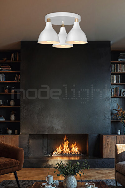 Modelight RONDA 3LÜ PLAFONYER AVİZE BEYAZ SALON-OTURMA-ÇOCUK-YEMEK-YATAK ODAS...
