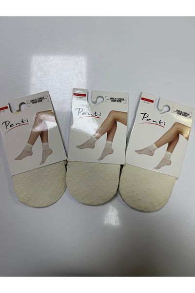 Penti Γυναικείες κάλτσες 3 τεμαχίων Vanilla Belissa Motif Belendiği και Socket