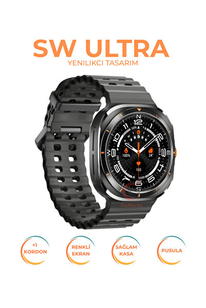 GoMarkt Smart Watch SW Ultra 47mm Titanyum Kasa Spor Kordonlu Akıllı Saat