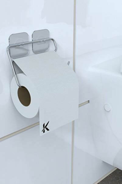 BellaBagno Suport pentru role de toaletă cu adeziv puternic cromat - Umeraș metalic montat pe perete fără perforare