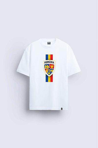 Darkia Romania Romania Football Football Printed Crew Neck Regular Fit White T-Shirt T-Shirt
