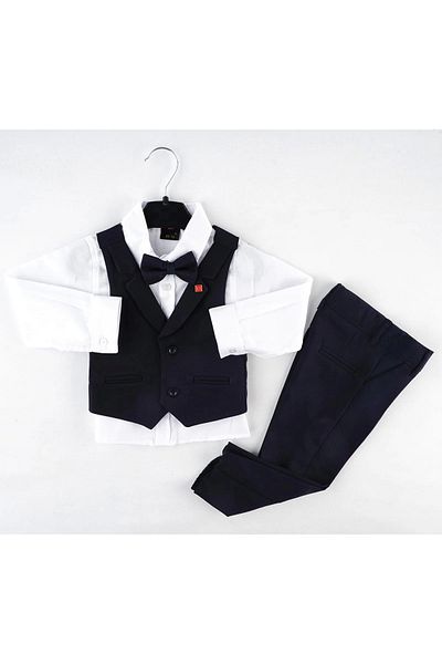 Mc Emirix Kids Wear Vest Set set of 3 pieces with solid color collar