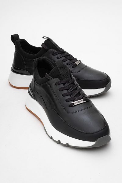 MARCOMEN Men's Thick Sole Sneaker Without Rings in Black Mc 21257