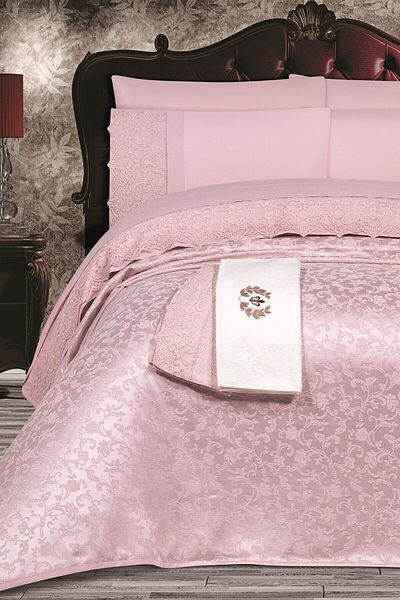 Sevim Tivoli Dowry Bedspread Set - Towel Pique Set - Nirvana - Powder