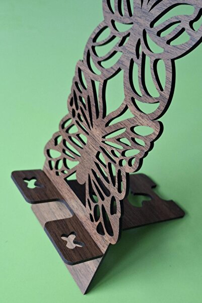 ERDİZDEN Wood Mdf Phone Stand with Pattern for Desk Organization and Elegance