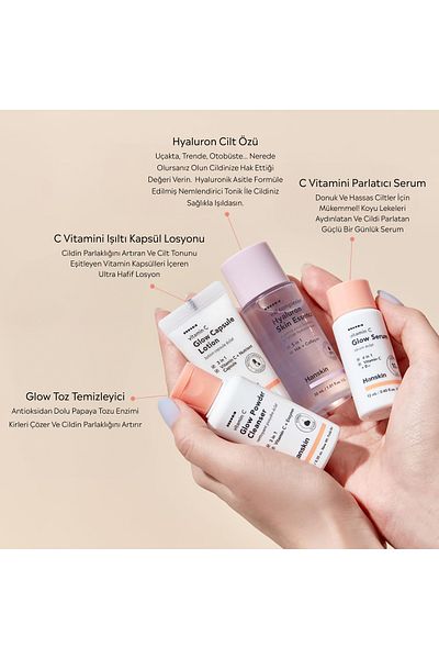 Hanskin Glow Skin Travel Size Skin Care Set - Clear and Moisturize Turkus