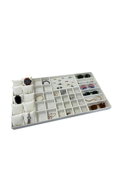 MeGass Dekor Εγχώριας παραγωγής Suede Fabric Cream Color 70/38 cm Συρταριέρα Κοσμήματα Organizer
